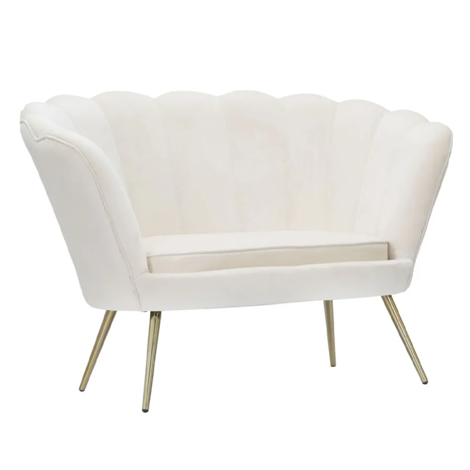 Canapea moderna cu 2 locuri din catifea cu picioare de fier auriu - Annina Viadurini