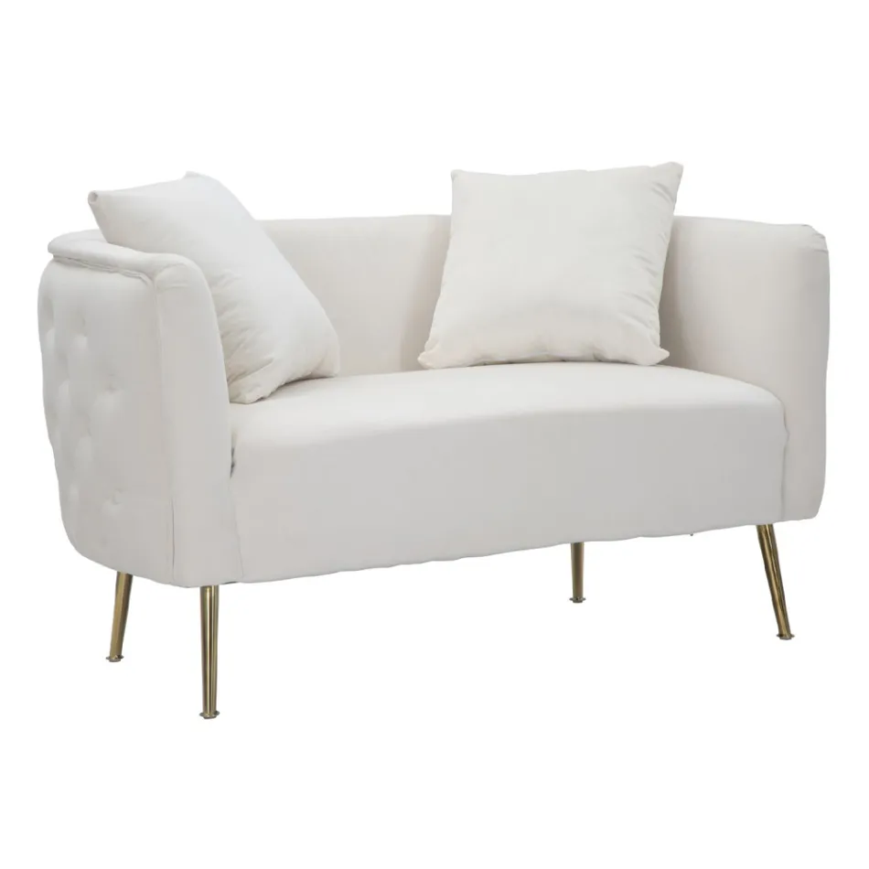 Canapea 2 locuri tapițată în catifea cu picioare de fier - Annetta Viadurini