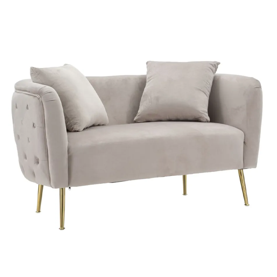 Canapea 2 locuri tapițată în catifea cu picioare de fier - Annetta Viadurini