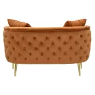 Canapea cu două locuri din catifea de designer, structură din lemn și fier - Renita Viadurini