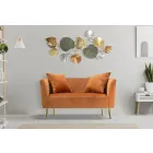 Canapea cu două locuri din catifea de designer, structură din lemn și fier - Renita Viadurini