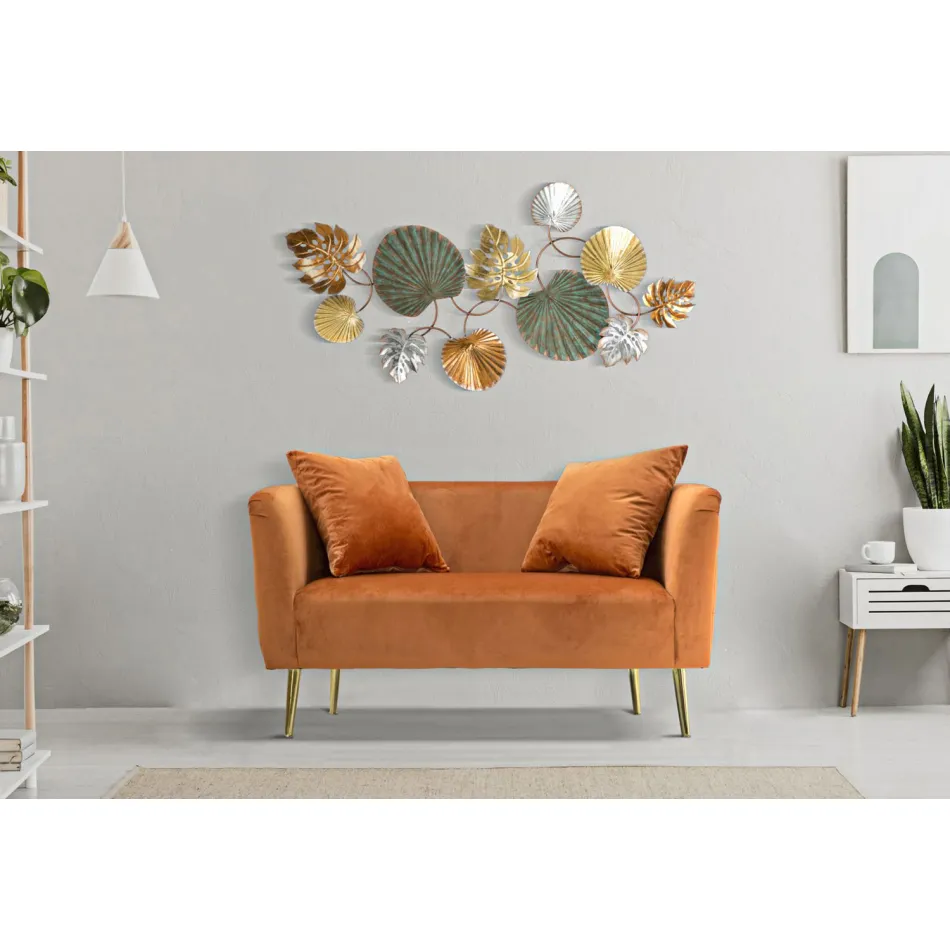 Canapea cu două locuri din catifea de designer, structură din lemn și fier - Renita Viadurini