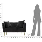 Canapea cu două locuri din catifea de designer, structură din lemn și fier - Renita Viadurini