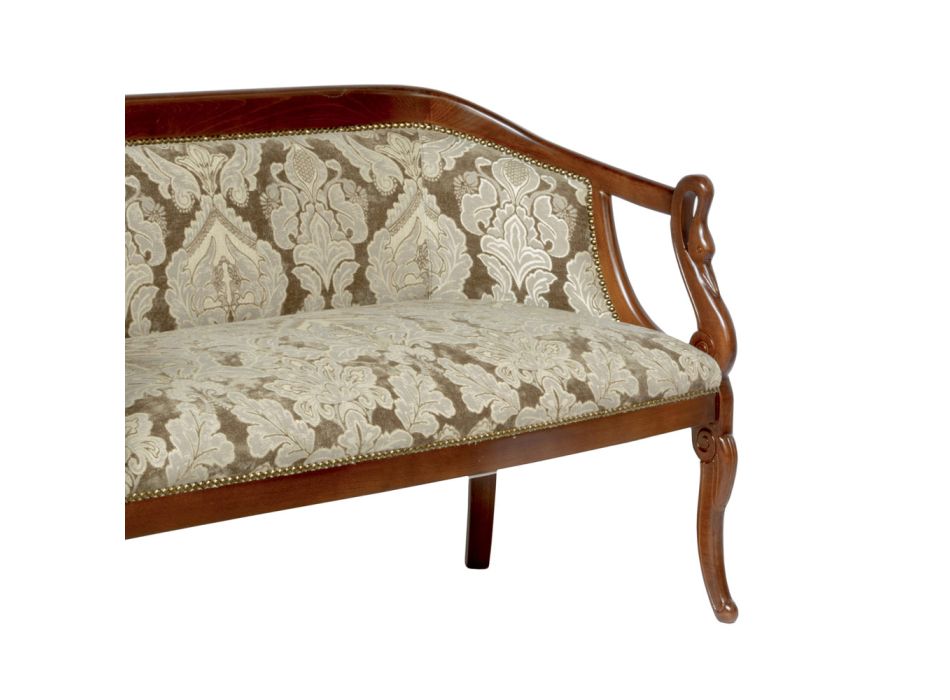 Canapea din Tesatura Decorata si Structura din Nuc Patinat Made in Italy - Citrino Viadurini