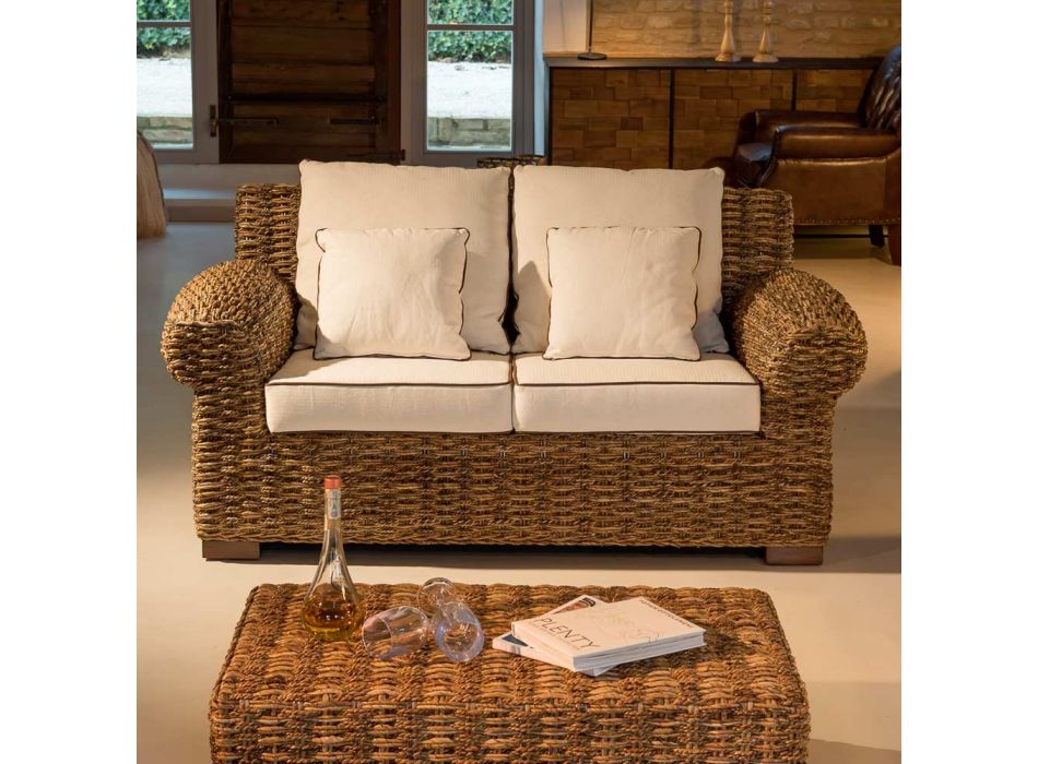 Canapea de exterior cu 2 sau 3 locuri din Abaca cu Perne - Lagertha Viadurini