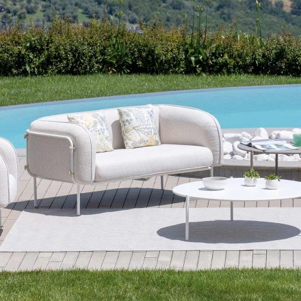 Canapea de exterior cu 2 locuri cu scaun capitonat Made in Italy - Jardiniera Viadurini
