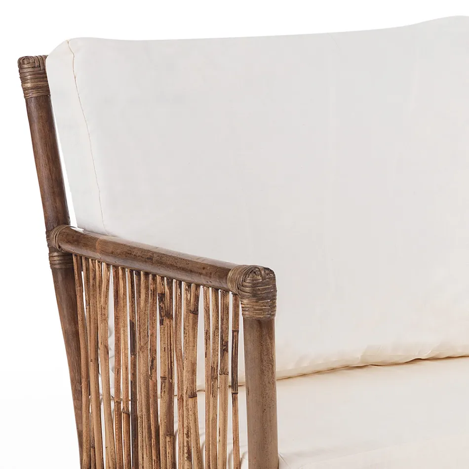 Canapea 2 locuri pentru exterior și interior din ratan și perne din bumbac 100% - Boire Viadurini