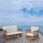 Canapea cu 2 locuri pentru exterior și interior din ratan și perne din bumbac 100% - Boire Viadurini