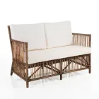 Canapea 2 locuri pentru exterior și interior din ratan și perne din bumbac 100% - Boire Viadurini