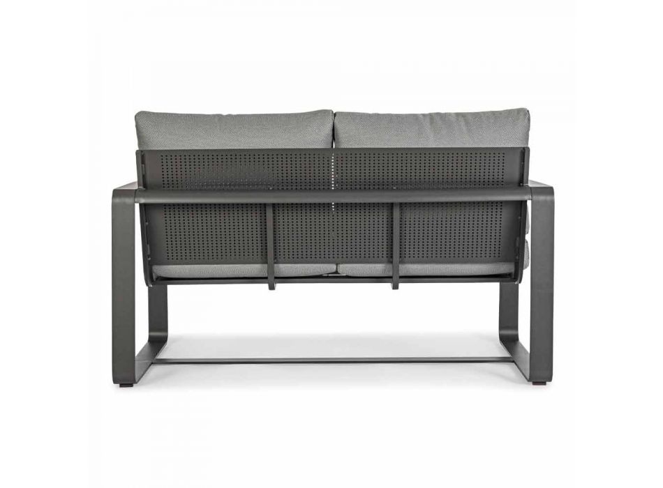 Canapea de exterior cu 2 locuri din aluminiu cu perne din țesătură - Mirea Viadurini