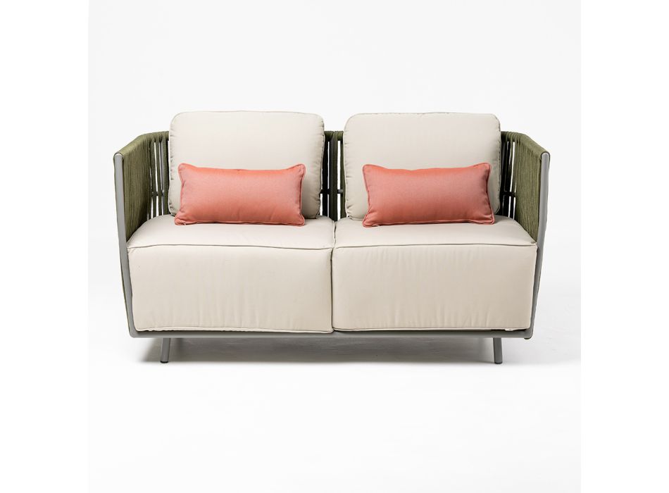 Canapea de exterior cu 2 locuri din aluminiu și țesut - Eugene Viadurini