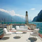 Canapea exterioară cu 2 locuri din metal și țesătură cu perne realizate în Italia - Olma Viadurini