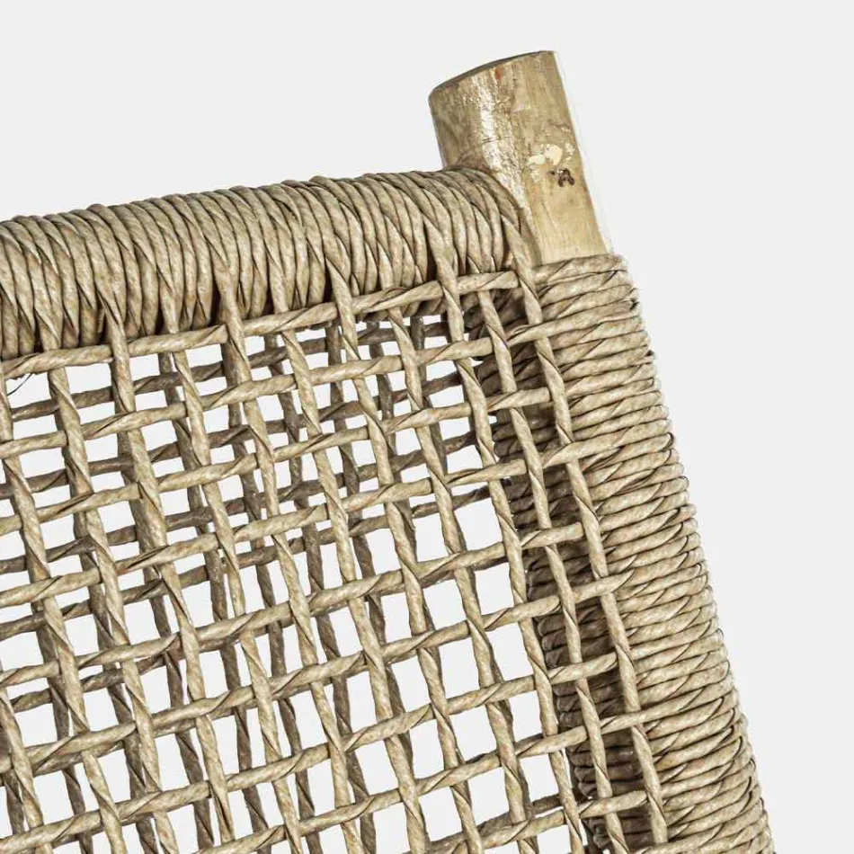 Canapea de exterior cu 2 locuri în ramuri de tec și fibră sintetică - Tecno Viadurini