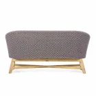 Canapea de exterior cu 2 locuri în țesătură cu structură din tec, Homemotion - Azeno Viadurini