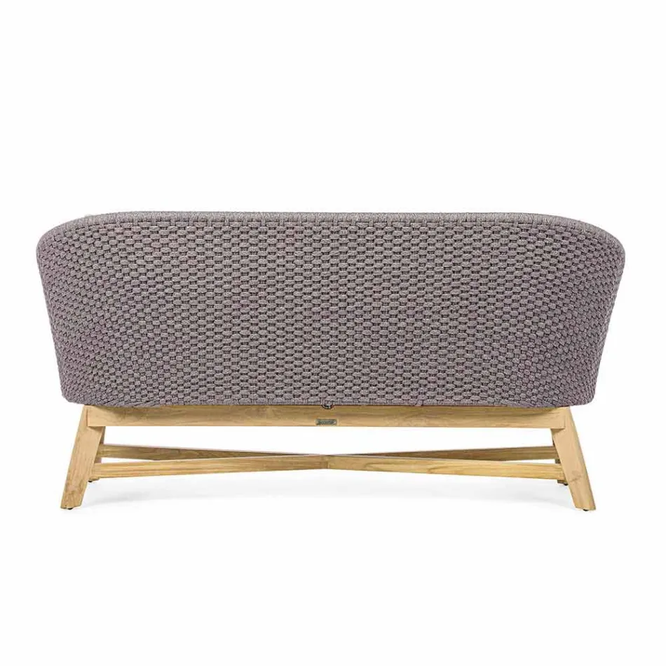 Canapea de exterior cu 2 locuri în țesătură cu structură din tec, Homemotion - Azeno Viadurini