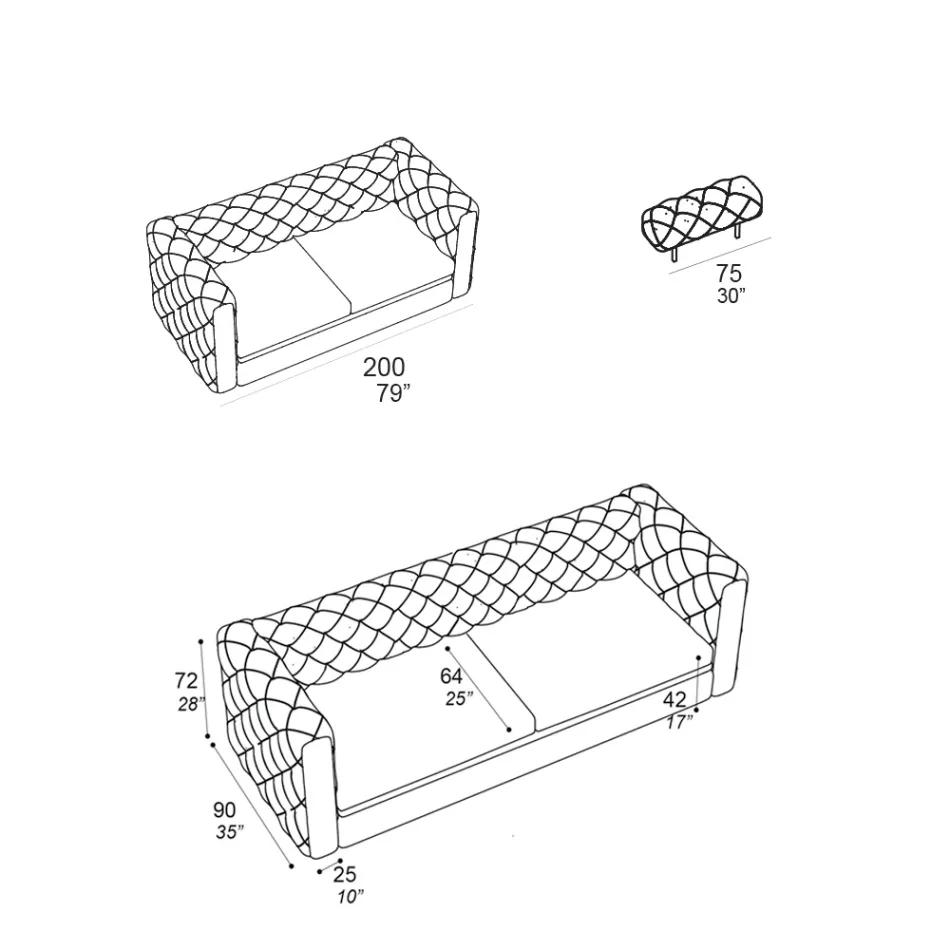 Canapea de living cu 2 locuri cu tetiera inclinabila Made in Italy - Dezlantuita Viadurini