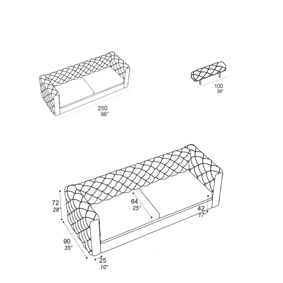 Canapea de living cu 2 locuri cu tetiera inclinabila Made in Italy - Dezlantuita Viadurini