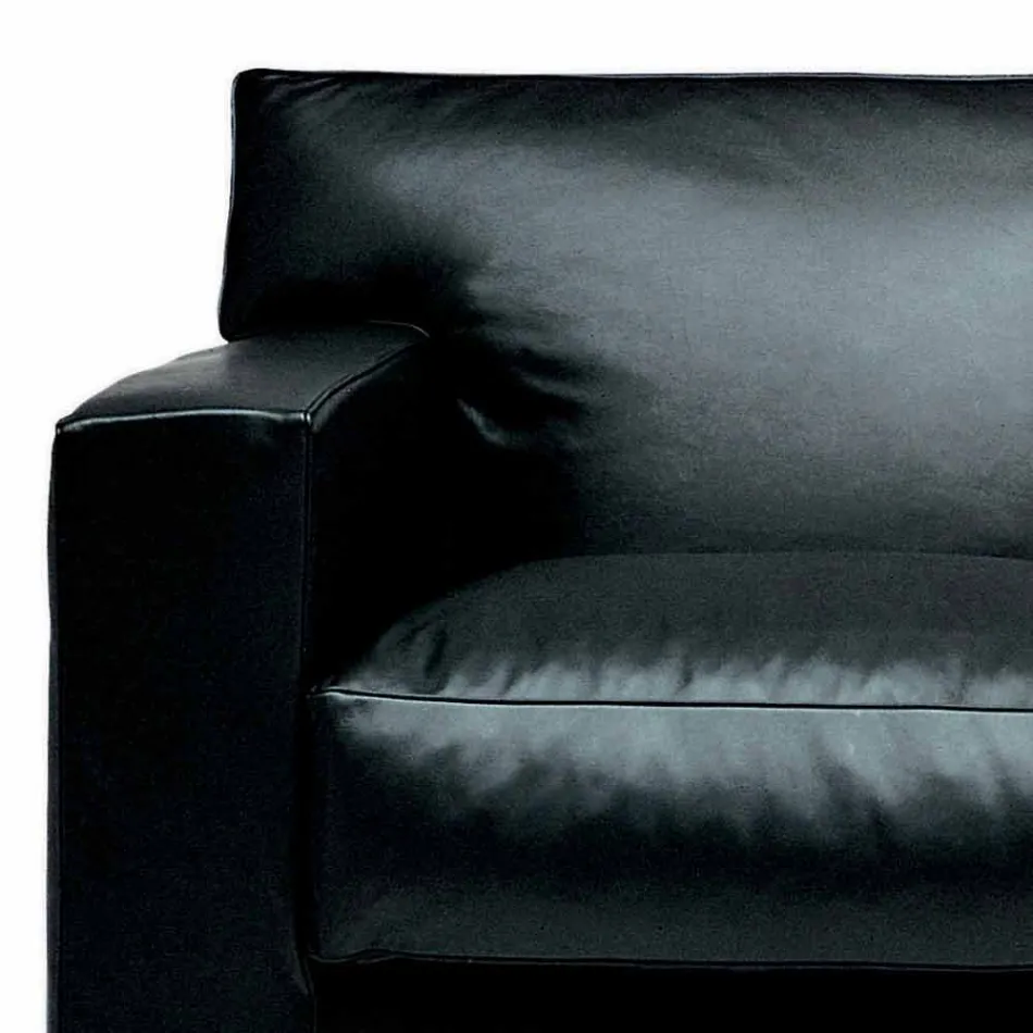 Canapea din piele cu 2 locuri cu picioare din lemn de nuc Made in Italy - Alessandria Viadurini