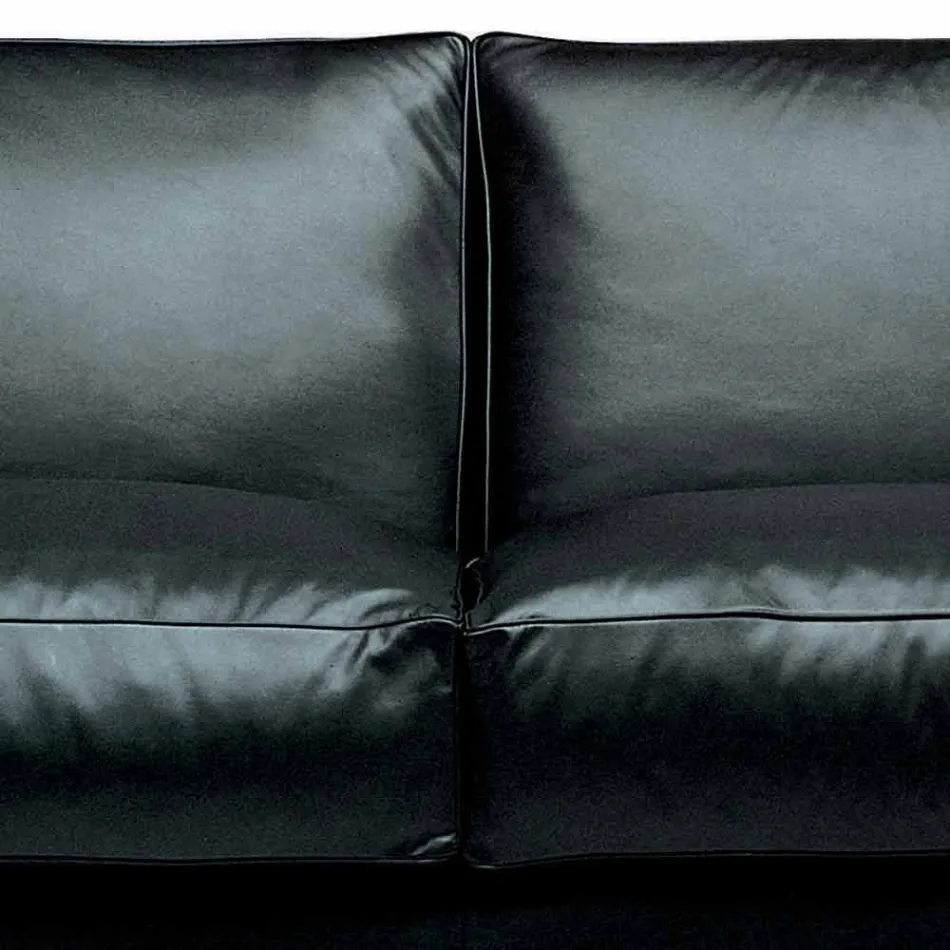 Canapea din piele cu 2 locuri cu picioare din lemn de nuc Made in Italy - Alessandria Viadurini