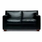 Canapea din piele cu 2 locuri cu picioare din lemn de nuc Made in Italy - Alessandria Viadurini