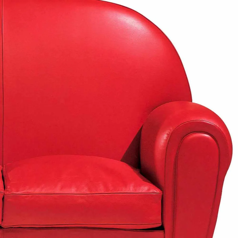 Canapea cu 2 locuri acoperită din piele cu picioare lăcuite Made in Italy - Pegolo Viadurini