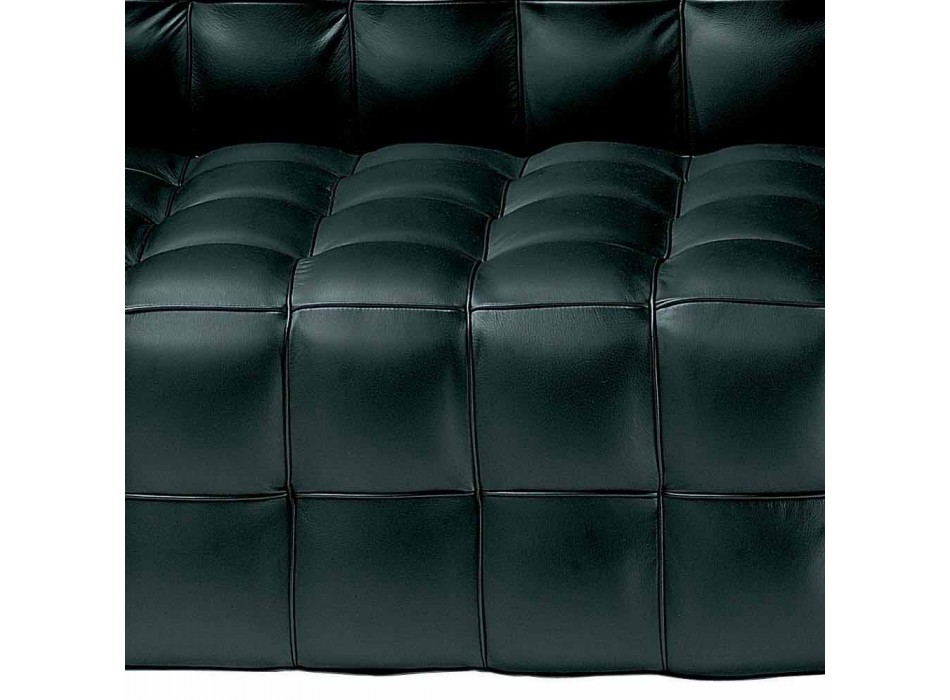 Canapea cu 2 locuri tapițată în piele cu efect matlasat Made in Italy - Vesuvio Viadurini