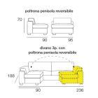 Canapea 3 locuri cu Fotoliu Peninsula Reversibil Made in Italy - Alsacia Viadurini