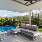 Canapea 3 locuri cu puf de grădină din aluminiu și perne gri - Avoir Viadurini