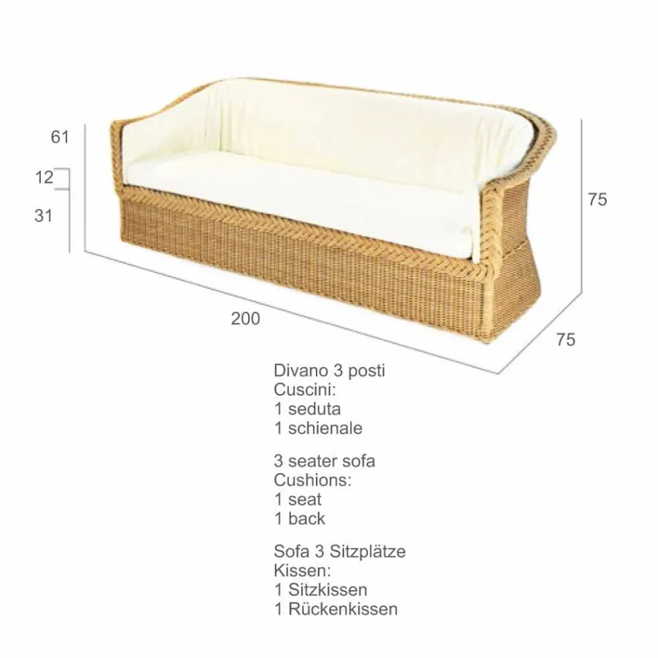 3 locuri de polietilenă în aer liber din împletitură din Oslo mână Viadurini