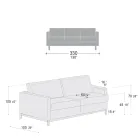 Canapea de living cu 3 locuri din piele, lemn si metal Made in Italy - Bizzarro Viadurini