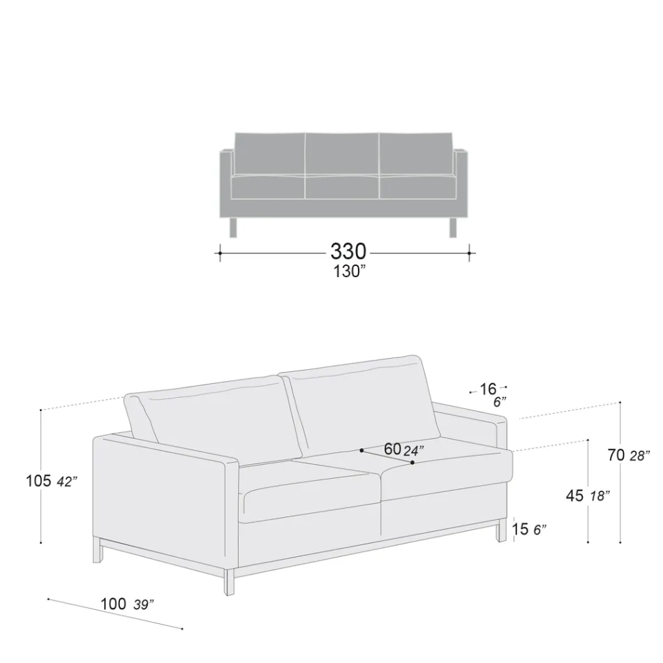 Canapea de living cu 3 locuri din piele, lemn si metal Made in Italy - Bizzarro Viadurini