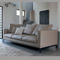 Canapea de living cu 3 locuri din piele, lemn si metal Made in Italy - Bizzarro
