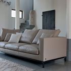 Canapea de living cu 3 locuri din piele, lemn si metal Made in Italy - Bizzarro Viadurini