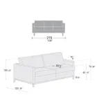 Canapea de living cu 3 locuri din piele, lemn si metal Made in Italy - Bizzarro Viadurini