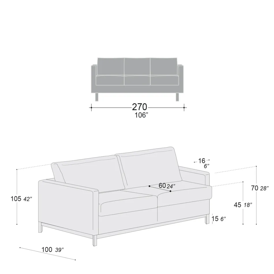 Canapea de living cu 3 locuri din piele, lemn si metal Made in Italy - Bizzarro Viadurini