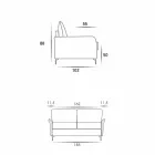 Canapea design 3 locuri L.185cm țesătură / piele ecologică fabricată în Italia Erica Viadurini