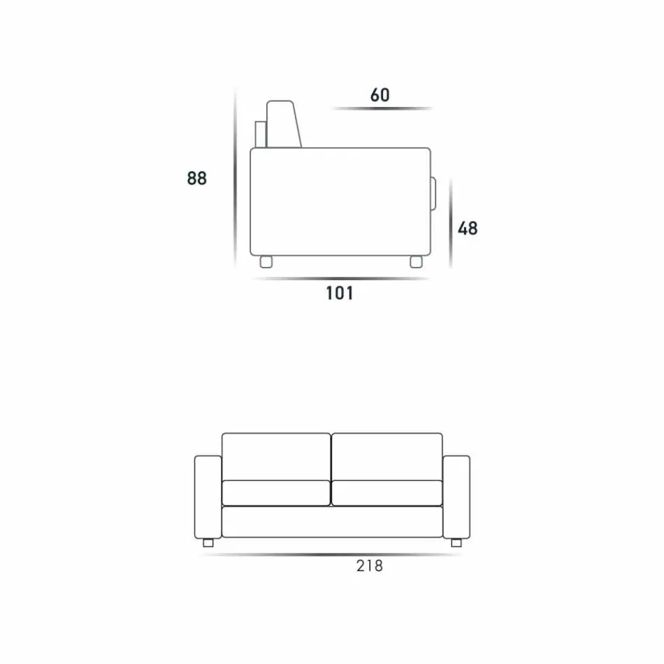 Canapea maxi 3 locuri design modern piele ecologică / țesătură fabricată în Italia Mora Viadurini
