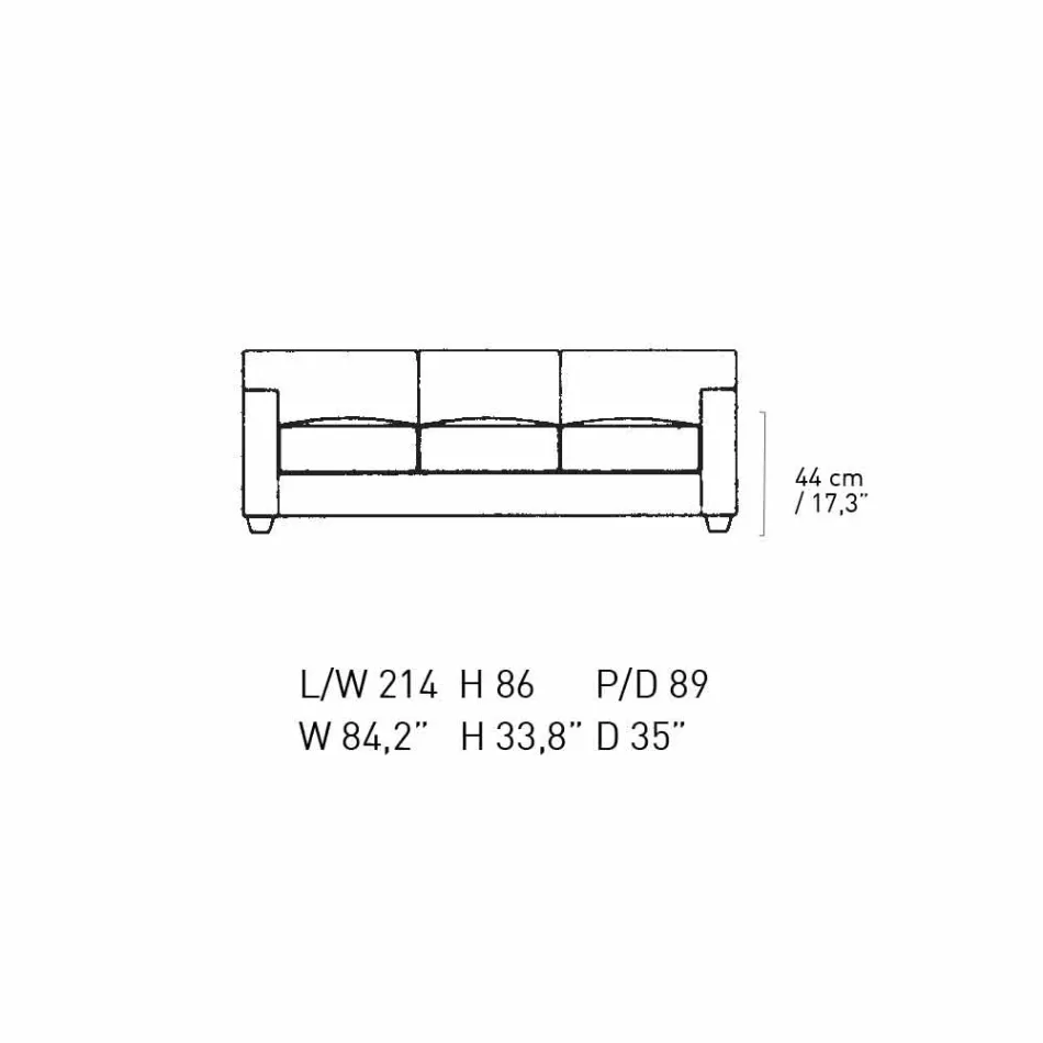 Canapea cu 3 locuri acoperită din piele cu picioare de nuc Made in Italy - Alessandria Viadurini