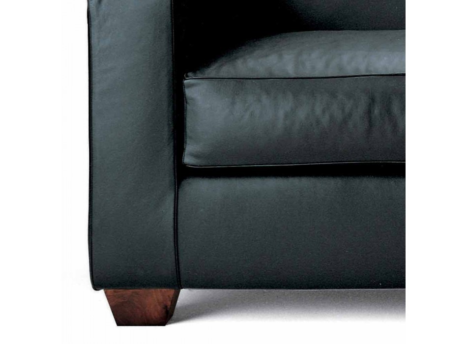 Canapea cu 3 locuri acoperită din piele cu picioare de nuc Made in Italy - Alessandria Viadurini