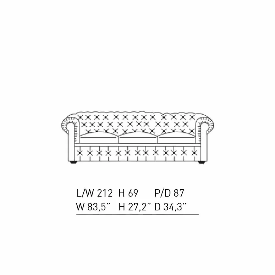Canapea 3 locuri tapițată în piele cu picioare lăcuite Made in Italy - Idra Viadurini