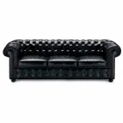 Canapea 3 locuri tapițată în piele cu picioare lăcuite Made in Italy - Idra Viadurini