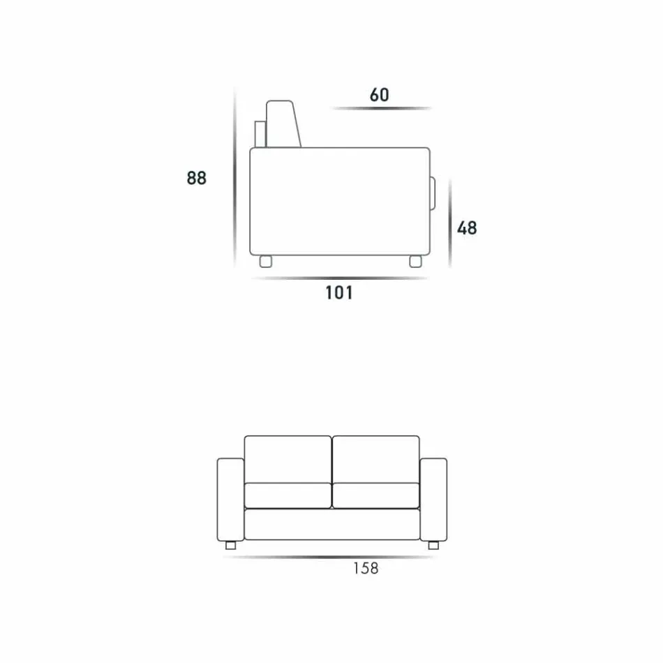 Canapea / țesătură din imitație de piele de design modern, cu 2 locuri, fabricată în Italia Mora Viadurini