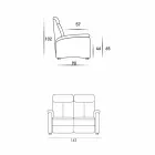 Canapea modernă cu 2 locuri din piele, piele ecologică sau țesătură Gelso Viadurini