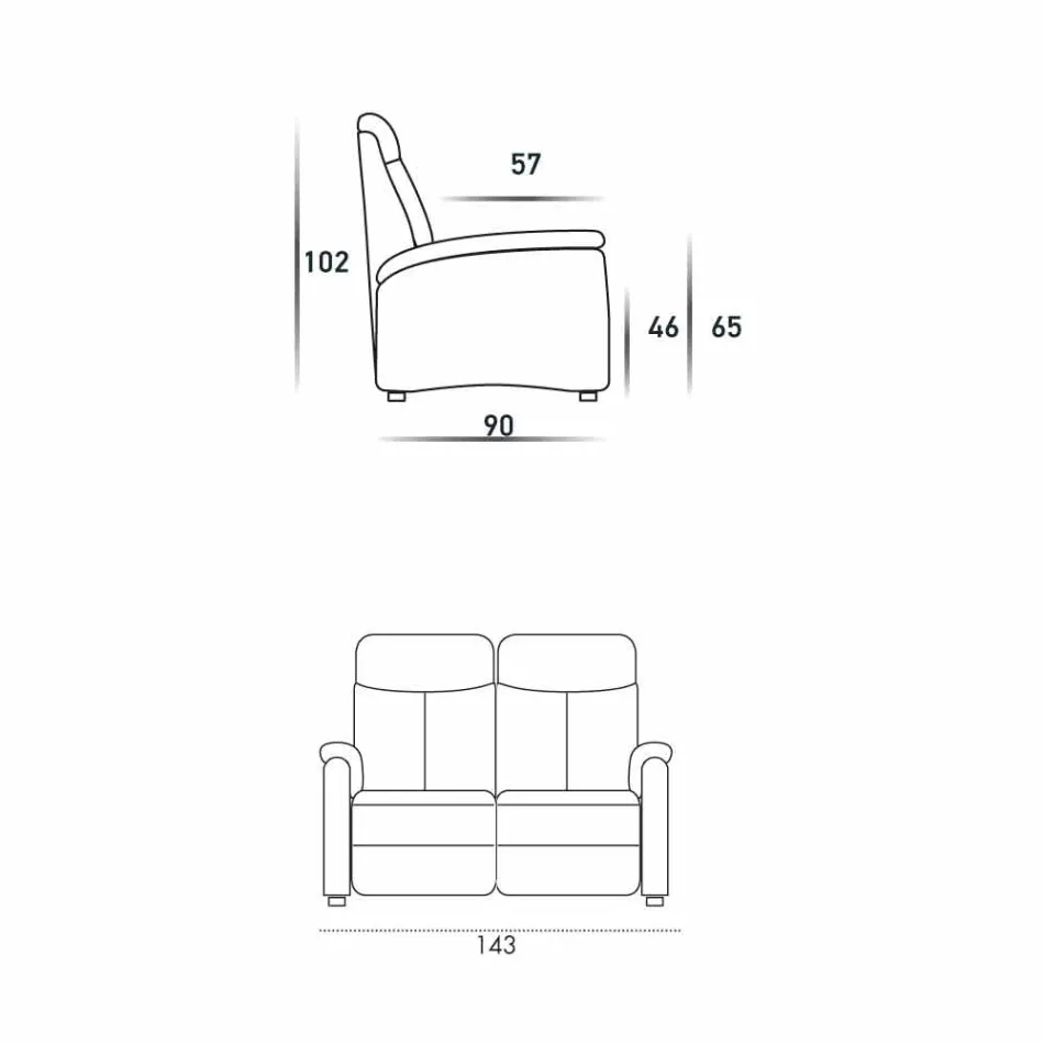 Canapea modernă cu 2 locuri din piele, piele ecologică sau țesătură Gelso Viadurini