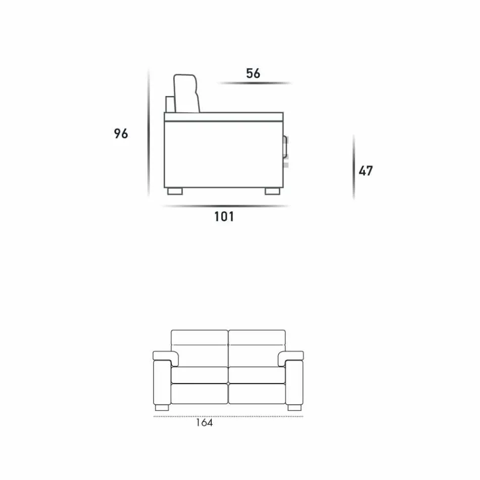Canapea design 2 locuri din țesătură sau piele ecologică Lilia, fabricată în Italia Viadurini