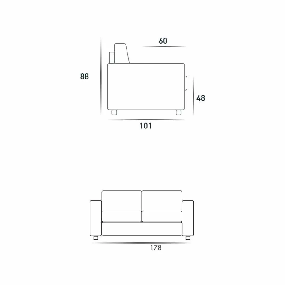 Canapea maxi moderna cu 2 locuri din piele ecologica / tesatura fabricata in Italia Mora Viadurini
