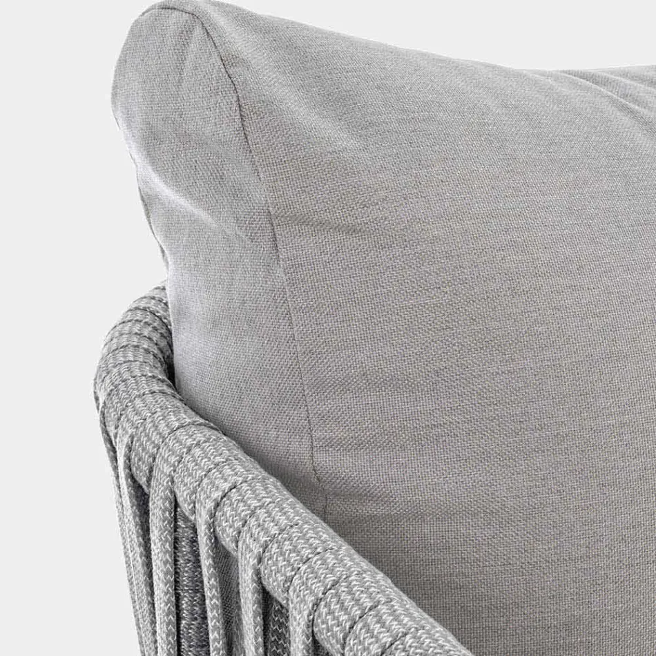 Homemotion - Canapea de exterior Rubio 3 locuri design alb și gri Viadurini