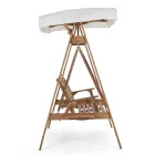 Canapea de gradina cu 2 locuri in balansoar din lemn de salcam cu panza alba - Roxen Viadurini