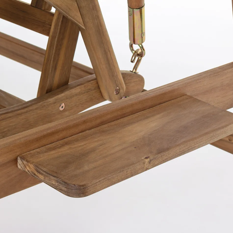 Canapea de gradina cu 2 locuri in balansoar din lemn de salcam cu panza alba - Roxen Viadurini