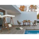 Canapea de gradina cu 2 locuri in balansoar din lemn de salcam cu panza alba - Roxen Viadurini